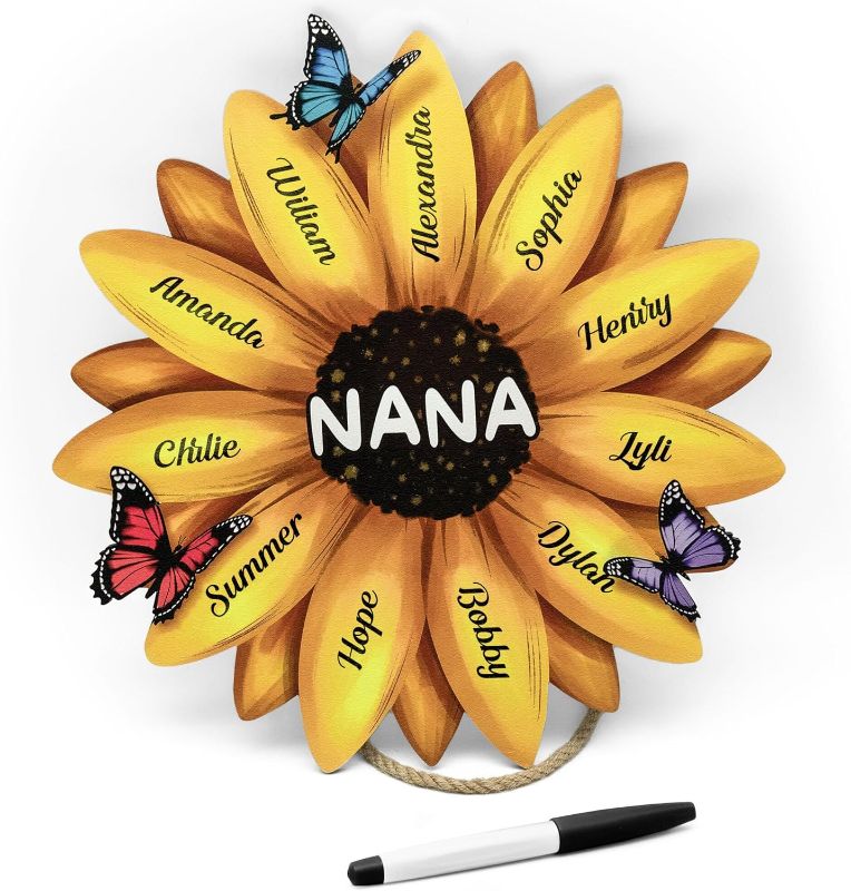 Photo 1 of Birthday Gifts For Grandma - Christmas Decor Gifts For Nana Mom Grandma Mimi - Sunflower Personalized Family Name Wood Sign - Best Grandma Gifts For Mothers Day For Nana From Daughter Son Kid
