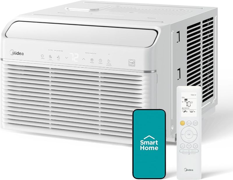 Photo 1 of Midea 8000 BTU Window Air Conditioner with Heat, Inverter Tech Ultra-Quiet Operation, 35% Energy-Saving, APP & Voice Smart Control, Energy Star Rated, Cools up to 350 Sq. Ft., fits Summer and Fall
