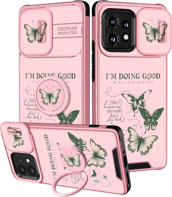 Photo 1 of (2in1 for Motorola Edge Plus 2023 Case for Women Butterfly Cute Girls Phone Cover Girly Pretty Aesthetic Butterflies Design with Camera Cover and Ring Stand Funda for Moto Edge 40 Pro Case
