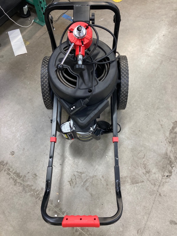 Photo 2 of 100Ft Electric Drain Cleaner Machine, 1/2 Inch Auto-feed Electric Drain Auger for 1” to 4” Pipes w/ 6 Cutters, Gloves, Heavy-duty Drain Auger Cleaner Sewer Snake