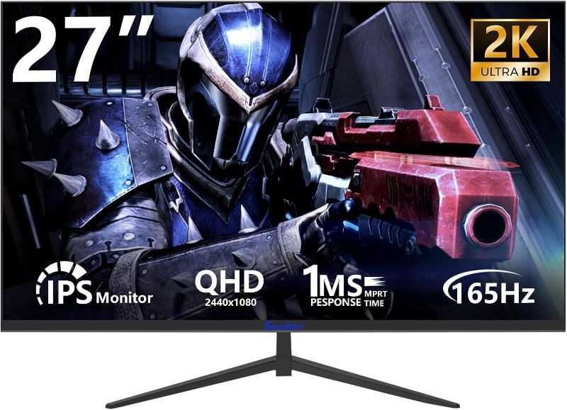 Photo 1 of 27inch Gaming Monitor 165Hz QHD(2560 x 1440p) 2K, 1ms, HDR10, DCI-P3 99% Color Gamut, Adaptive G-Sync, FreeSync Premium, HDMI, DisplayPort IPS Screen for Gaming Home Office