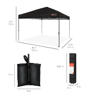 Photo 1 of  10x10ft Easy Setup Pop Up Canopy w/ 1-Button Setup, Wheeled Case, 4 Weight Bags - Black

***DAMAGED BOX