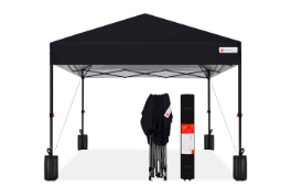 Photo 2 of  10x10ft Easy Setup Pop Up Canopy w/ 1-Button Setup, Wheeled Case, 4 Weight Bags - Black

***DAMAGED BOX