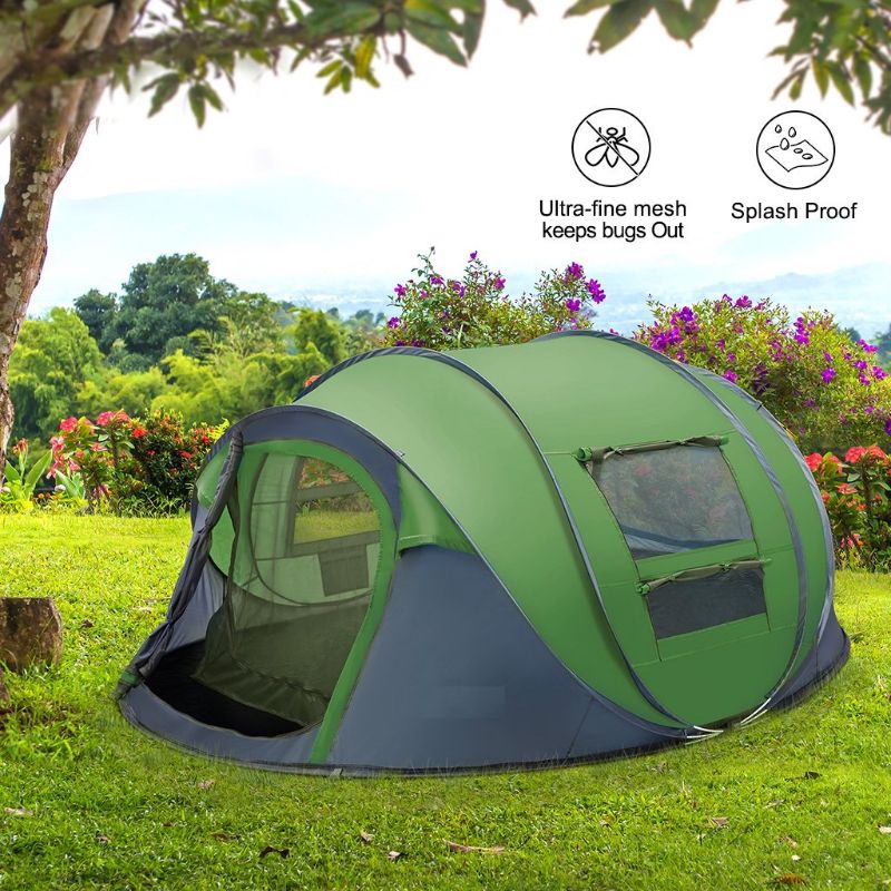 Photo 1 of 4 Person Easy Pop up Tent Waterproof Automatic Setup 2 Doors-Instant Family Tents for Camping Hiking & Traveling
