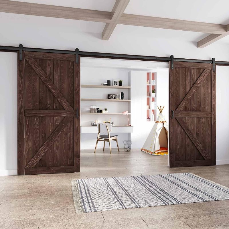 Photo 1 of *STOCK PHOTO FOR REFERENCE* 42 Double Brown Barn Door with 14 ft Hardware Included (84 barn Door)