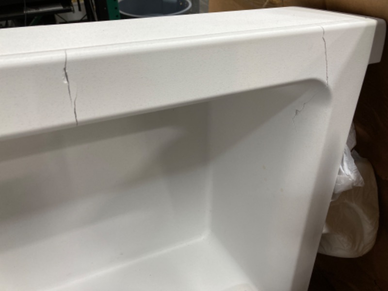 Photo 3 of *HAS CRACKS* Cairn Undermount Single-bowl Farmhouse Kitchen Sink Matte White 36 in. Farmhouse