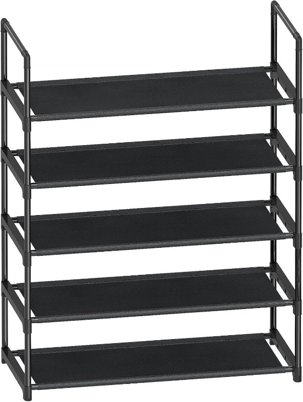 Photo 1 of 5-Tier Shoe Rack,Stackable Wide Shoe Shelf for Shoe Storage,Sturdy Shoe Stand,Non-Woven Fabric Long Shoe Organizer for Closet,Upgrade Shoe Holder for Entryway, Doorway and Bedroom