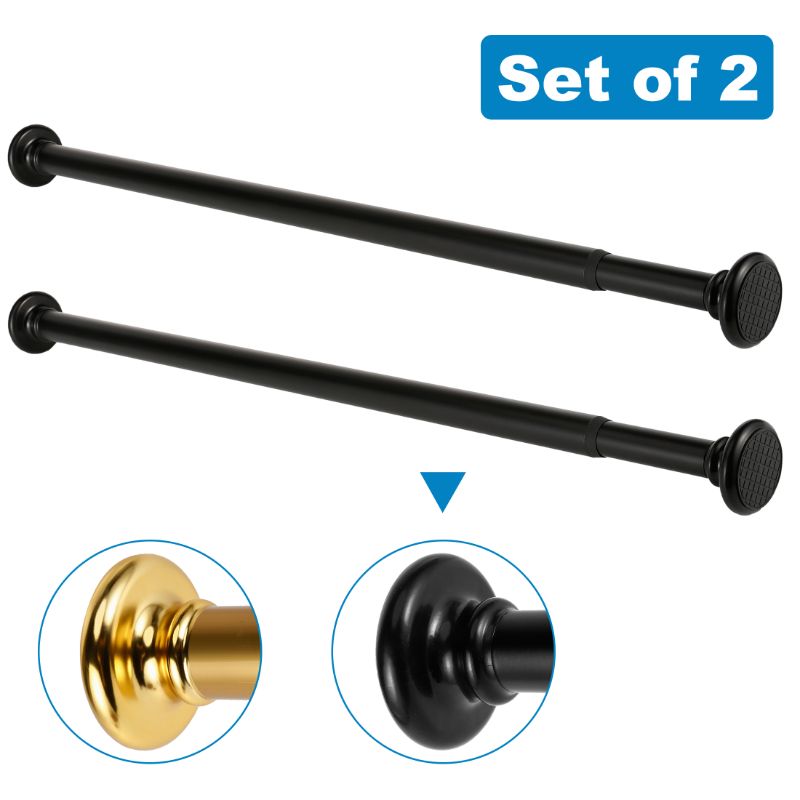 Photo 1 of 30"-49" Adjustable Tension Rods, 2Pcs Hanging No Drilling Cabinet Wardrobe Closet Window Shower Curtain Rods, Black
