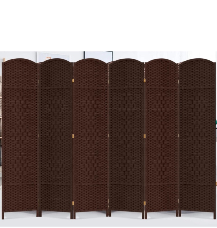 Photo 1 of *STOCK PHTOTO FOR REFERENCE* Duraspace 6 Panels Room Divider 6 FT Tall Weave Fiber Freestanding Double Hinged Extra Wide Folding Screen for Patio Privacy (Brown)