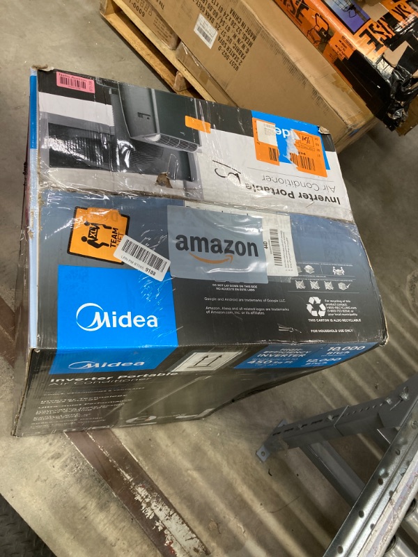 Photo 4 of *CAN BE USED FOR PARTS* Midea Duo 12,000 BTU (10,000 BTU SACC) High Efficiency Inverter, Ultra Quiet Portable Air Conditioner, Cools up to 450 Sq. Ft., Works with Alexa/Google Assistant, Includes Remote Black 12,000 BTU