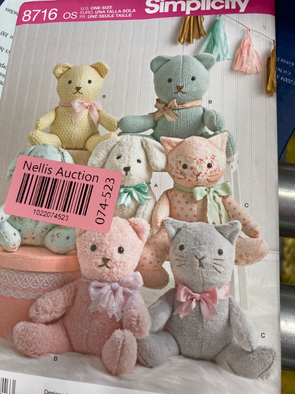 Photo 2 of Simplicity Patterns US8716OS One Size Stuffed Animals Pattern