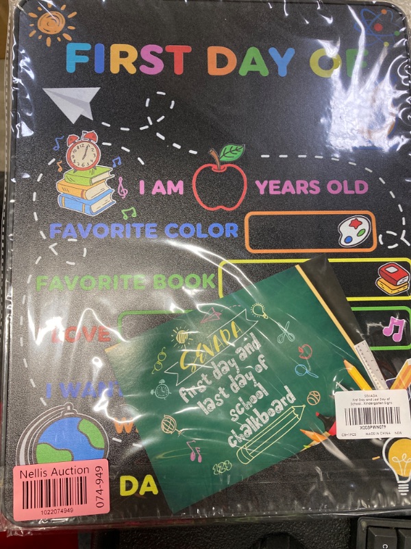 Photo 1 of 2 pack- SEVADA First Day of School Board Sign, 14x11 in Back to School Chalkboard Sign, Double-Sided My First Day of School Sign Reusable, 1st and Last Day of Grade Kindergarten Preschool Sign for Kids