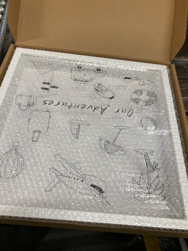 Photo 1 of SPACEKEEPER Adventure Travel Shadow Box, Adventure Archive Box with Slot, Travel Box for Memories Loading Shadow Box Frame for Wedding, Tickets, and Photos (White, 12*12 )