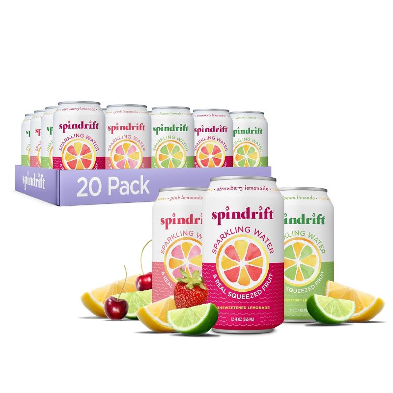 Photo 1 of Spindrift Lemonade 3 Flavor Variety 20 Pack,12 Fl Oz (Pack of 20)