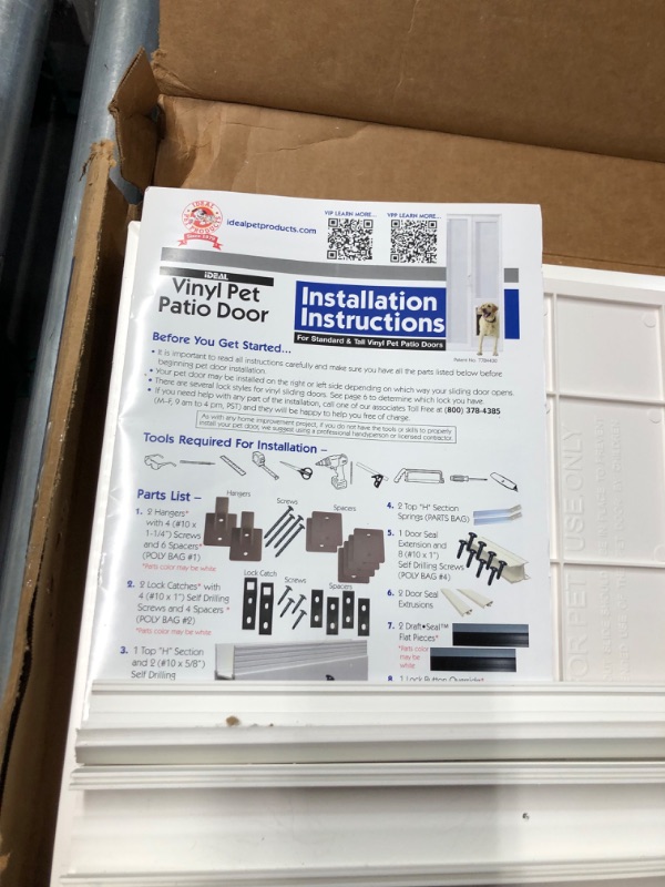 Photo 1 of ***USED - SCRATCHED AND SCRAPED - LIKELY MISSING PARTS - UNABLE TO VERIFY FUNCTIONALITY***
Ideal Pet Products VPPA Vinyl Patio Pet Door with Air Seal, Adjustable Height: 76-3/4" To 78-1/2", Extra Large, 10-1/4" x 15-3/4" Flap Size