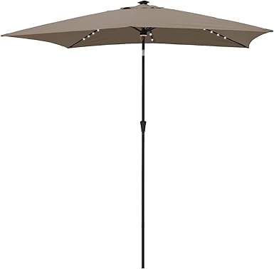 Photo 1 of **Read Notes** FLAME&SHADE 6.5 x 10 ft Rectangular Solar Powered Outdoor Market Patio Table Umbrella with LED Lights and Tilt
