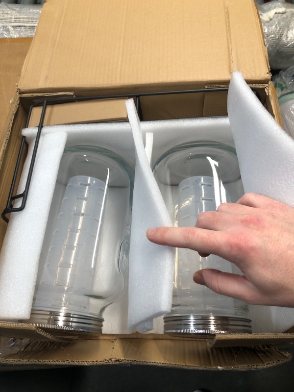 Photo 1 of (READ FULL POST) 1 Gallon Glass Drink Dispensers For Parties 2PACK.Beverage Dispenser,Glass Drink Dispenser With Stand And Stainless Steel Spigot 100% Leakproof.Lemonade Dispenser With Ice Cylinder.Laundry Detergent