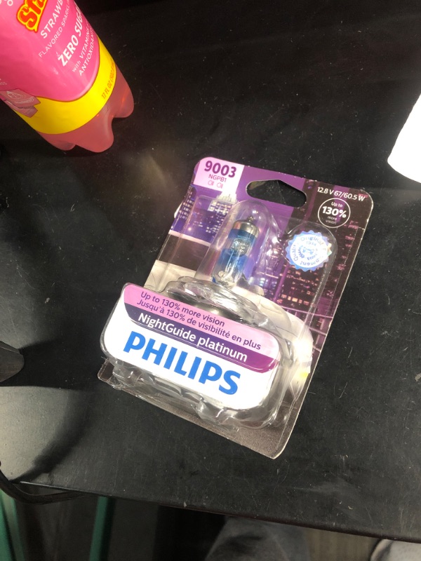Photo 1 of ***JUST 1, OPENED*** Philips automotive lighting 9003 NightGuide Platinum Upgrade Headlight Bulb, Pack of 2