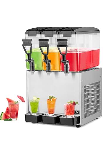 Photo 1 of **SEE NOTES*** ROVSUN 7.8 Gal/30L Refrigerated Beverage Dispenser Commercial, 10L X 3 Tanks Juice Cold Drink Dispenser Stainless Steel with Thermostat Controller for Home Restaurant Bar Party 110V/60HZ
