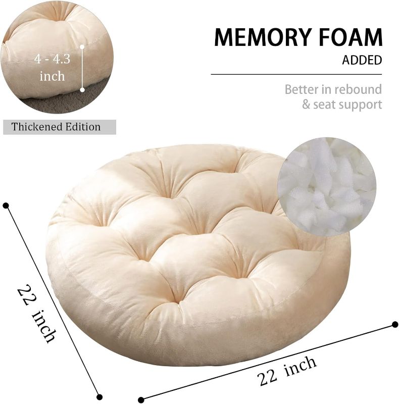 Photo 1 of **IMAGE FOR REFERENCE** **FOUR PIECES**
Floor Pillow, Round Large Pillows Floor Cushion, Floor Pillows for Adults, Meditation Cushions for Sofa Yoga Living Room Outdoor Memory Foam Pillows, 22x22 Inch, Khaki
