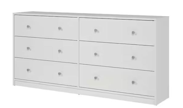 Photo 1 of ***USED - DAMAGED - MISSING PARTS - SEE COMMENTS***
Tvilum Portland 6-Drawer Double Dresser in White 26.89 in. H x 56.34 in. W x 12.46 in. D