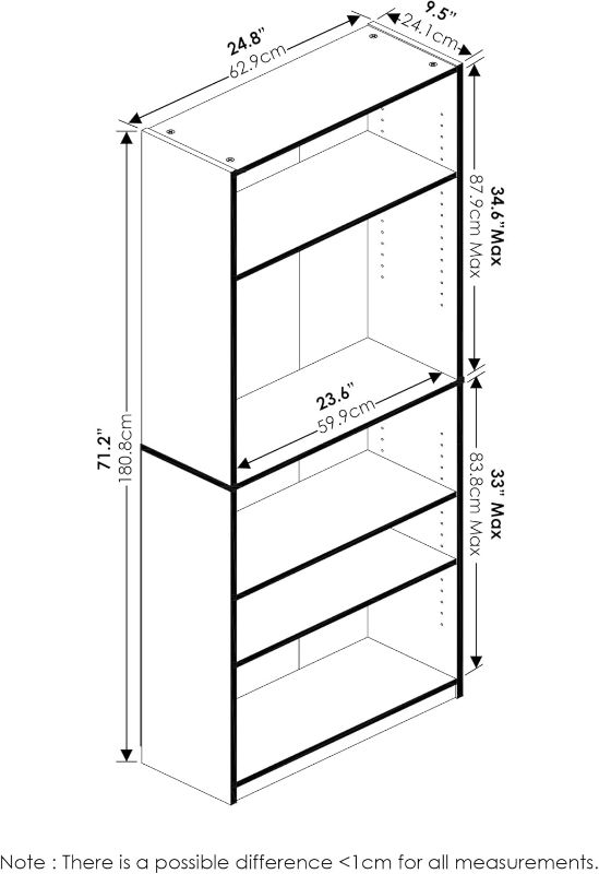 Photo 2 of **IMAGE FOR REFERENCE**
FURINNO JAYA Simply Home 5-Shelf Bookcase, 5-Tier, LIGHT OAK
