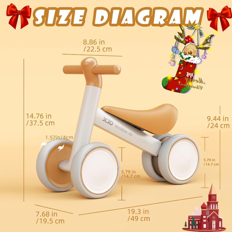 Photo 3 of (READ FULL POST) XJD Baby Balance Bikes Bicycle Baby Toys for 1 Year Old Boy Girl 10 Month -36 Months Toddler Bike Infant No Pedal 4 Wheels First Bike or Birthday Toys Children Walker (Brown-1)