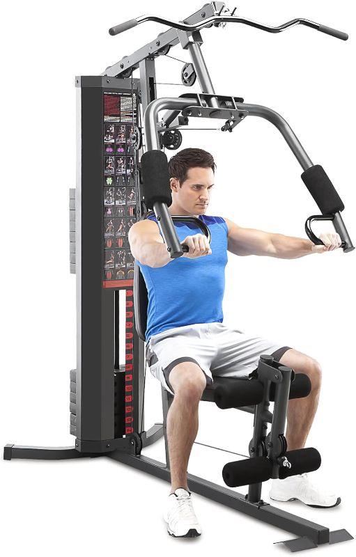 Photo 1 of ***1 BOX OF 3*** **PARTIAL SET*** **WEIGHTS / FACTORY SEALED***
Marcy Dual Functioning Body Fitness Workout 150 Pound Stack Home Gym System with Adjustable Preacher Curler Pad and Overhead Lat Station, White/Black
