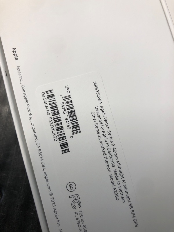 Photo 3 of ** FACTORY SEALED, OPENED TO CHECK CONTENTS* Apple Watch Series 9 [GPS 45mm] Smartwatch with Midnight Aluminum Case with Midnight Sport Band S/M. Fitness Tracker