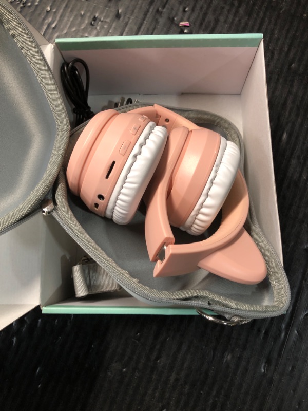 Photo 2 of (READ FULL POST) IFECCO Wireless Kids Headphones with Microphone,Foldable Cute Light Up Cat Ear Children Girls Bluetooth Headphones with Case for School Gifts Travel