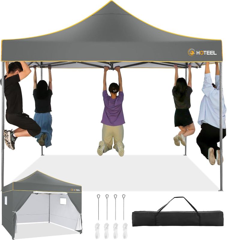 Photo 1 of ***STOCK PHOTO REFERENCE ONLY***HOTEEL 10x10 Heavy Duty Pop Up Canopy Tent for Event Commercial Instant Canopy with 4 Sidewalls, Outdoor Canopy Waterproof Portable Vendor Tent for Parties, Backyard, Camping, UV 50+, Khaki