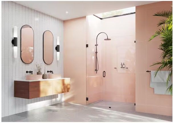 Photo 1 of ***USED - LIKELY MISSING PARTS - UNABLE TO VERIFY FUNCTIONALITY***
Illume 58 in. W x 78 in. H Wall Hinged Frameless Shower Door in Oil Rubbed Bronze Finish with Clear Glass