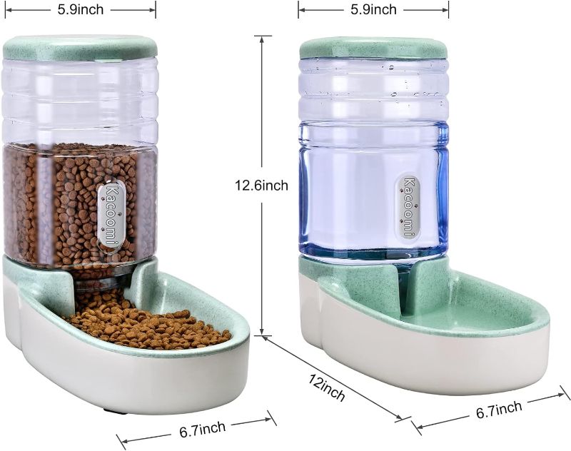 Photo 3 of (READ FULL POST) Kacoomi Automatic Dog Cat Feeder and Water Dispenser Gravity Food Feeder and Waterer Set with Pet Food Bowl for Small Medium Dog Puppy Kitten, Large Capacity 1 Gallon x 2