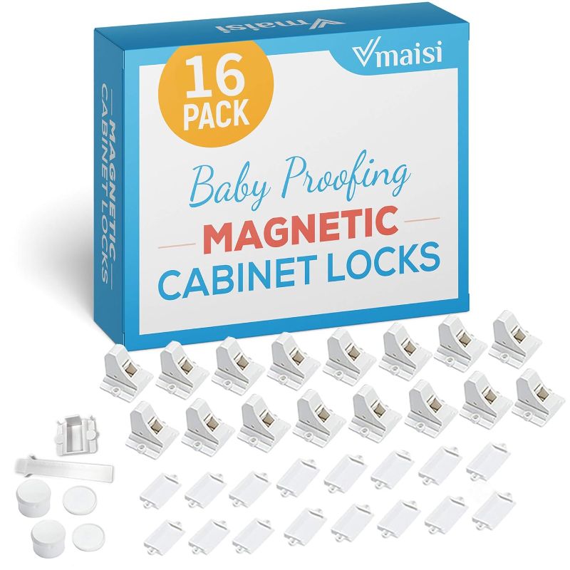 Photo 1 of (READ FULL POST) 16 Pack Child Safety Magnetic Cabinet Locks - Vmaisi Children Proof Cupboard Baby Locks Latches - Adhesive