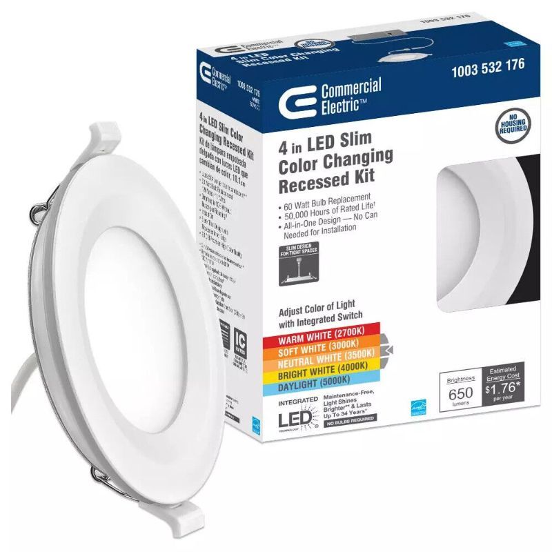 Photo 1 of ***FACTORY SEALED*** 4 in. Adjustable CCT Integrated LED Canless Recessed Light Trim 650 Lumens Kitchen Bathroom Remodel Wet Rated Dimmable
