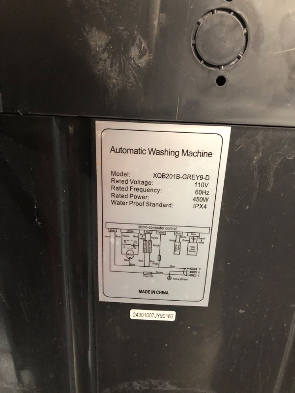 Photo 4 of ***HEAVILY USED AND DIRTY - POWERS ON - UNABLE TO TEST FURTHER - NO PACKAGING - LIKELY MISSING PARTS - SEE PICTURES***
25 lbs Portable Washing Machine LED Display Full Automatic Washing Machine 10 Programs & 8 Water Levels, Come with a Glass Cover, Drain 