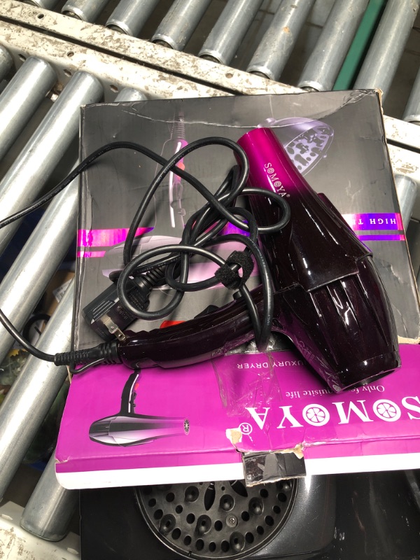 Photo 2 of (READ FULL POST) Ionic Hair Dryer with 3500W Motor, 3 Heat/2 Speed Settings, 2 Nozzles, 1 Diffuser for Professional Home Salon Use - Purple