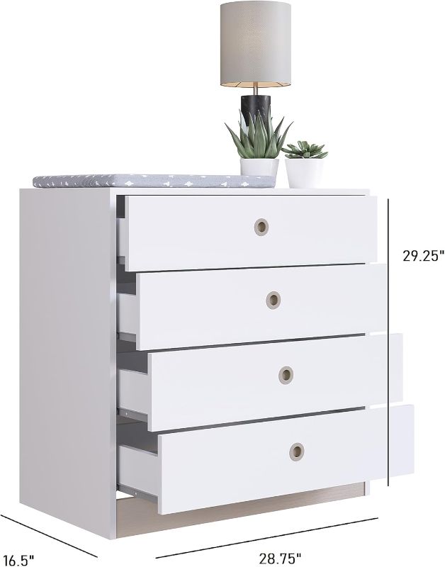 Photo 4 of ***FACTORY SEALED***G Squared Living - 4 Drawer White Dresser, Closet Organizer, Bedroom Storage, Dorm Room Chest, Bed Side Table,17D x 29W x 30H inches