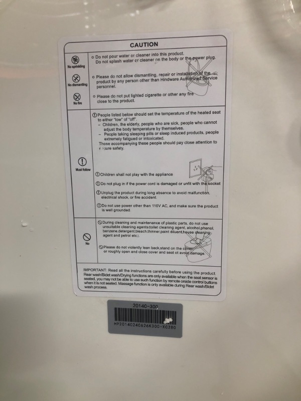 Photo 4 of ***USED - LIKELY MISSING PARTS - UNABLE TO VERIFY FUNCTIONALITY***
ARRISEA Smart Bidet Toilet with Auto-open Lid, Foot Sensor & Auto Flush Smart toilet Combo with Remote Control, Warm Water Wash, Dryer, Heated Seat, LED Display