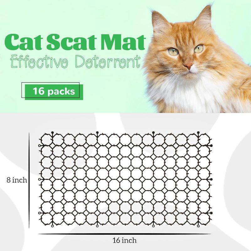 Photo 3 of (READ FULL POST) OCEANPAX 16 x 8 Inch Scat Mat for Cats, 16 Pack Cat Scat Mat with Spikes Outdoor - Cat Deterrent Mat with Strips Digging Stopper, Cat Spike Mat to Keep Cats & Other Animals Away from Furniture