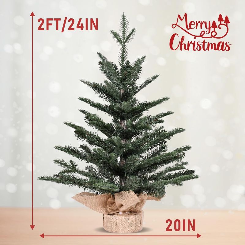 Photo 3 of (READ FULL POST) Tabletop Small Christmas Tree - Leheyhey 2 Foot Artificial Christmas Tree with 158 PE PVC Flame-retardant Tips, Cloth Bag Base, Realistic Mini Unlit Sparse Christmas Tree for Desk Table Top Home Decor