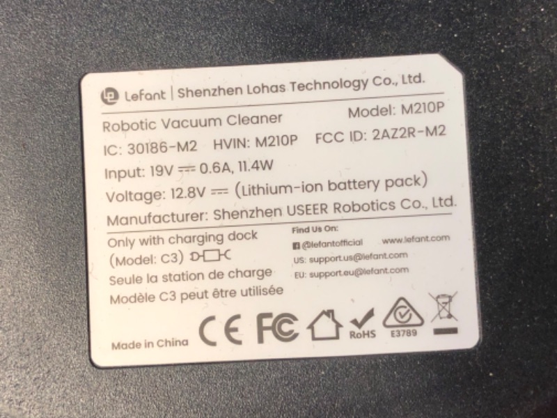 Photo 6 of ***HEAVILY USED AND DIRTY - UNABLE TO TEST - SEE PICTURES***
Lefant Robot Vacuum Cleaner, 6 Cleaning Modes, Schedule Time, WiFi/APP/Alexa (M210 Pro)