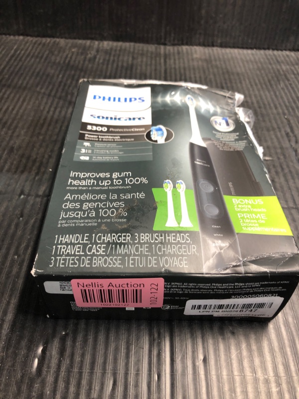 Photo 3 of **CLEAN BEFORE USE - NO TIPS - ITEM TESTED FOR POWER, UNABLE TO TEST FURTHER**
Philips Sonicare ProtectiveClean 5300 Rechargeable Electric Toothbrush, Black HX6423/34 1 Count (Pack of 1) Black, White