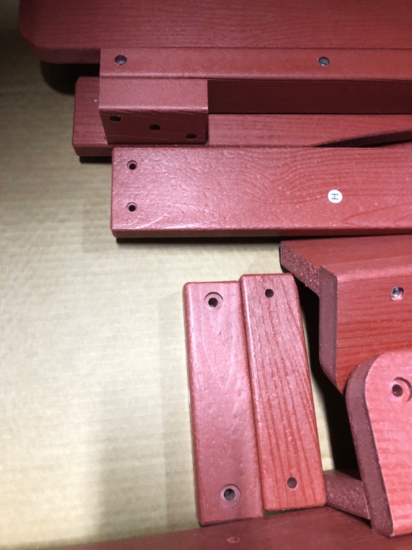 Photo 4 of **MISSING HARDWARE** KINGYES Folding Adirondack Chair, HDPE Adirondack Chair for Adult- Red