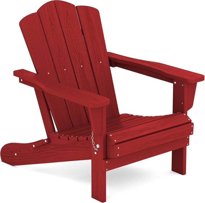 Photo 1 of **MISSING HARDWARE** KINGYES Folding Adirondack Chair, HDPE Adirondack Chair for Adult- Red