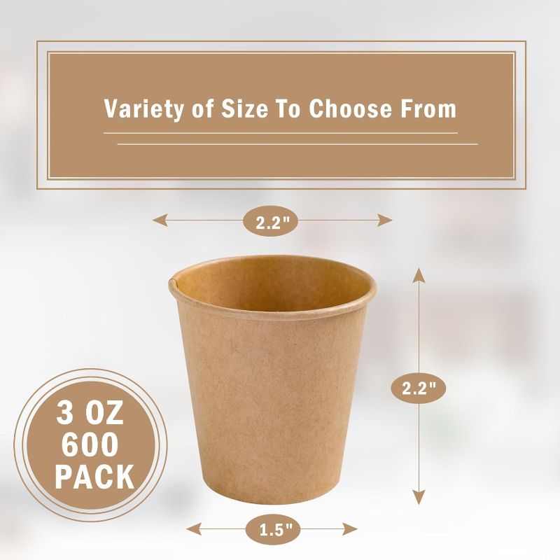 Photo 3 of (READ FULL POST) Lamosi 600 Pack 3 OZ Kraft Paper Cups, Disposable Bathroom Cups, Small Mouthwash Cups, Hot/Cold Beverage Cups for Home, Kitchen, Stores