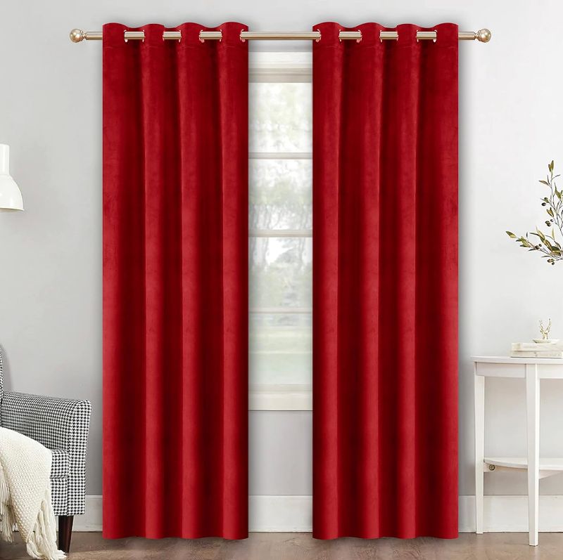 Photo 1 of (READ FULL POST) Red RED Curtains 96 inches Long Grommet Blackout Curtains for Bedroom Light Blocking Thermal Insulation Drapes Set of 2 Panels 52”x 96”
