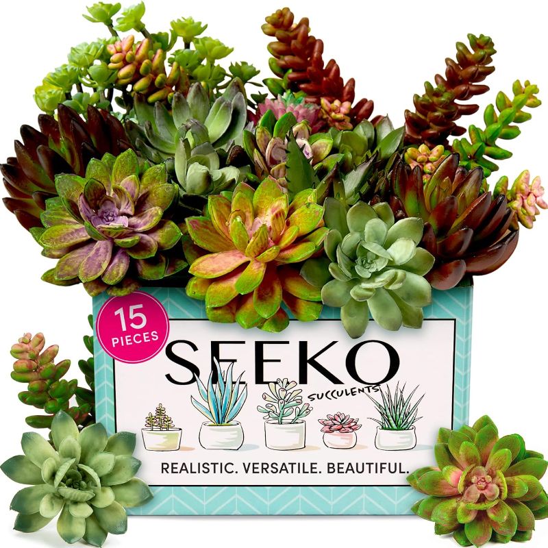 Photo 1 of ***ONLY HAS 8 PIECES***
Seeko Artificial Succulents - 15 Pack - Realistic Artificial Plants & Flowers Faux Succulents for Table Decor - Create Faux Plants Indoor Arrangements and Potted Fake Plants Decor