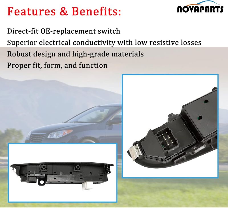 Photo 3 of (READ FULL POST) NOVAPARTS Power Window Main Switch Assembly for 2007 2008 2009 2010 Hyundai Elantra 2007-2010 93570-2H110-7U 93570-2H110 DWS1186