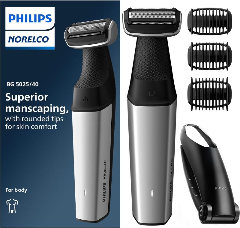 Photo 1 of (READ FULL POST) Philips Norelco Bodygroom Series 5000 Showerproof Body & Manscaping Trimmer for Men with Back Attachment, BG5025/40 Latest Version Handle